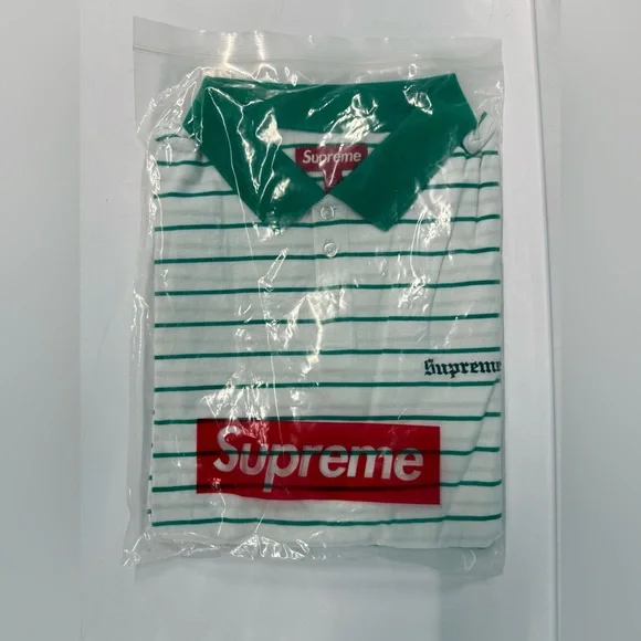 Supreme MELVINS STRIPE S/S POLO Men's Size XL White /Green